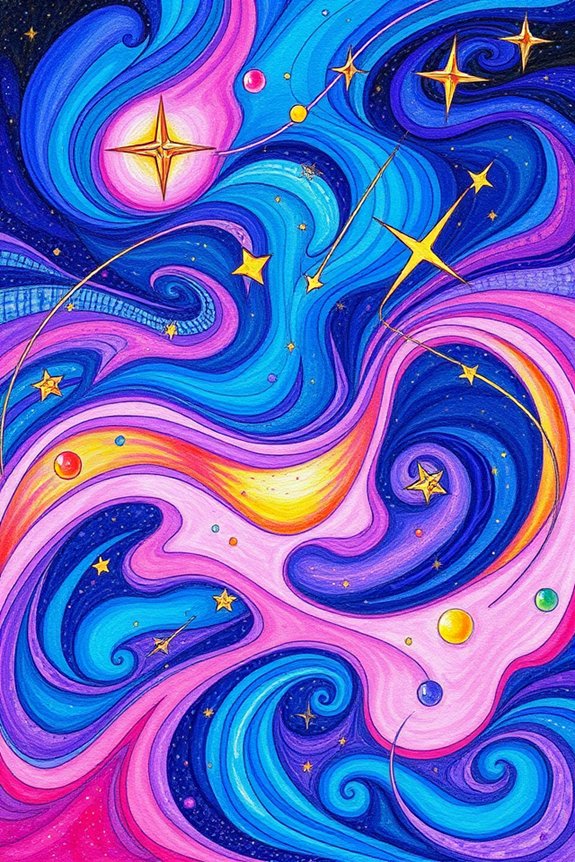 vibrant galaxy shooting stars