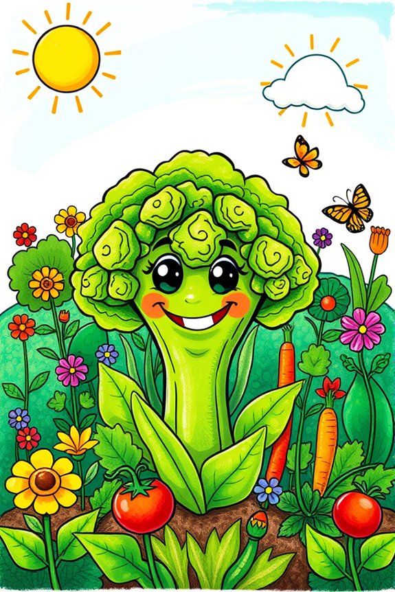 vibrant garden scene drawing