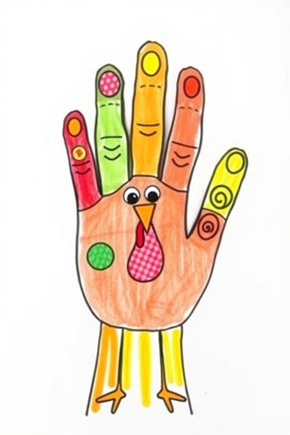 vibrant hand turkey sketch