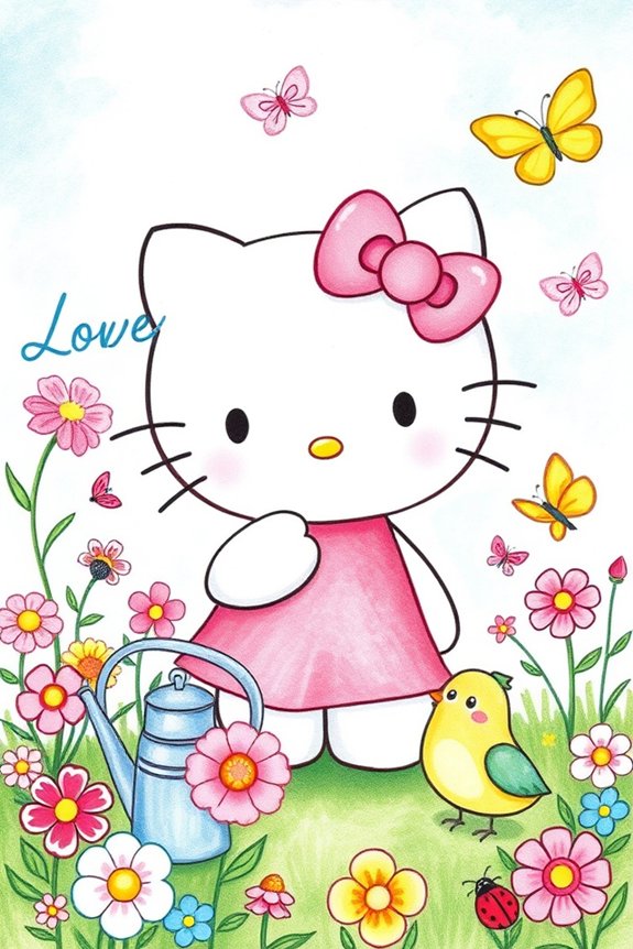 vibrant hello kitty garden
