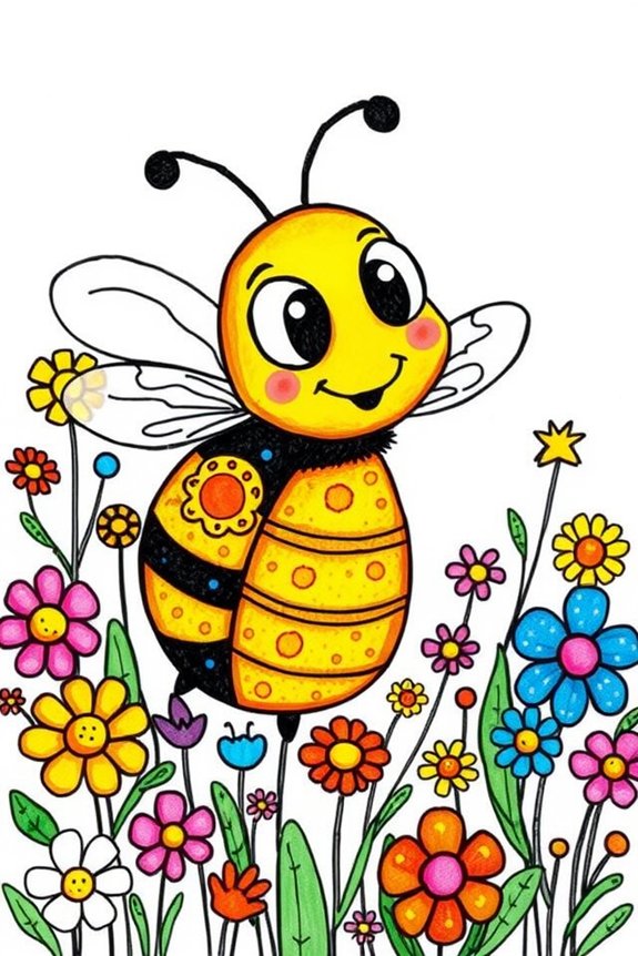 vibrant honey bee doodles