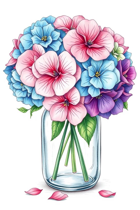 vibrant hydrangea mason jar
