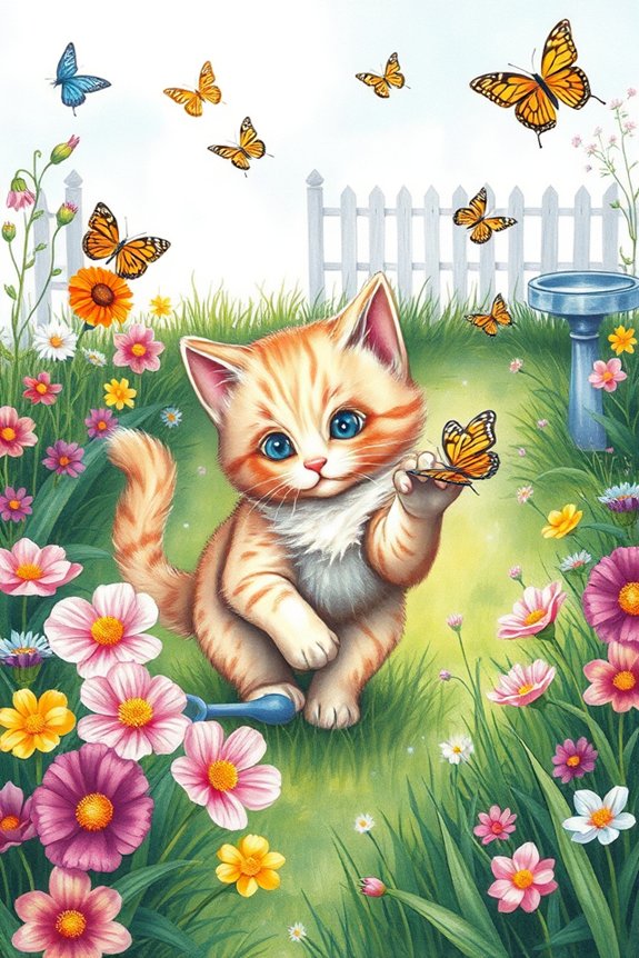 vibrant kitty garden drawing