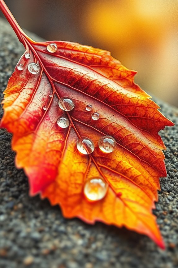 vibrant leaf and water