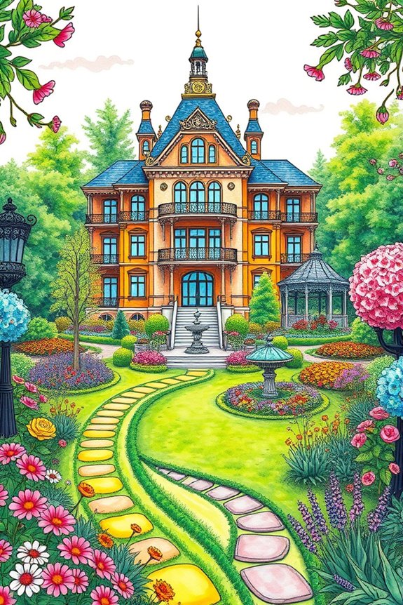 vibrant mansion garden artwork