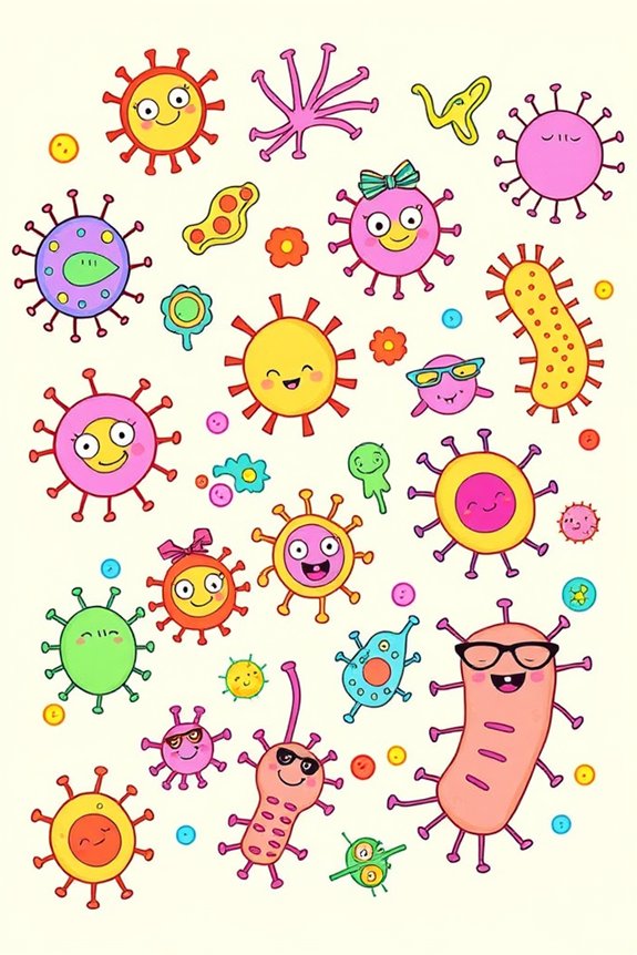 vibrant microscopic life doodle