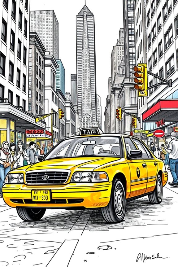 vibrant new york city taxi