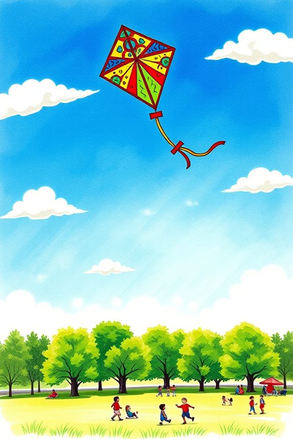 vibrant outdoor kite drawing