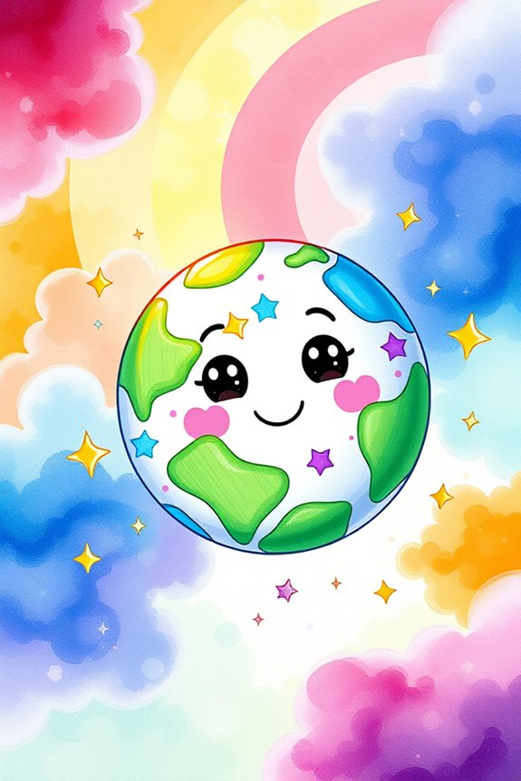 vibrant playful planet drawing