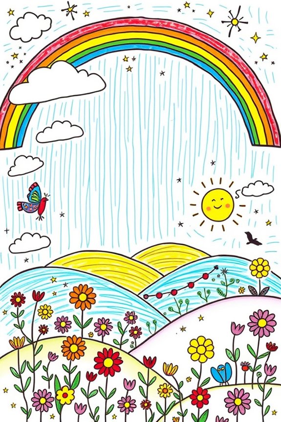vibrant rainbow doodle project