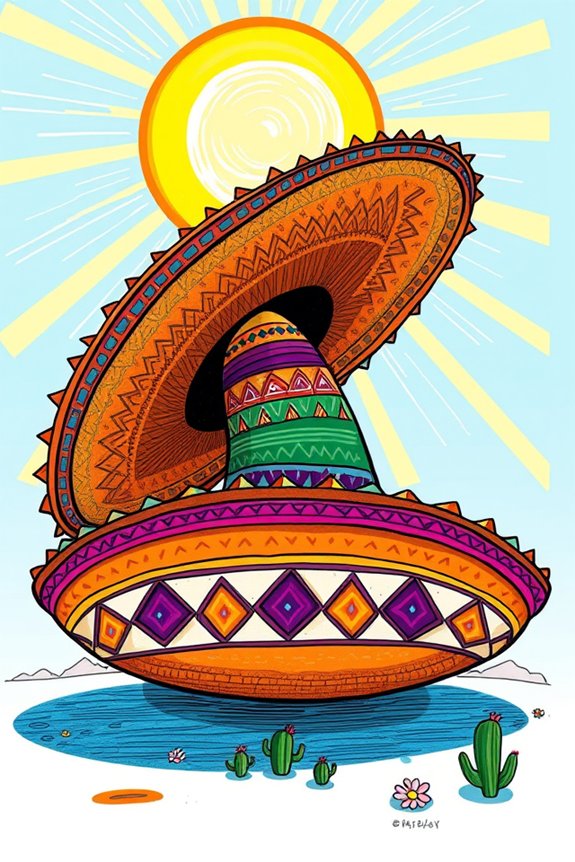 vibrant sombrero sun drawing
