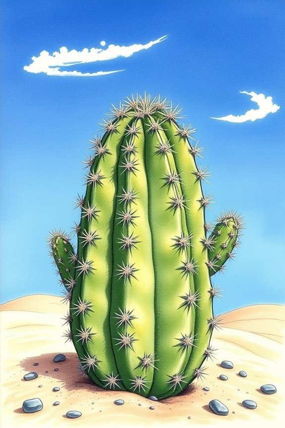 vibrant spiky cactus drawing