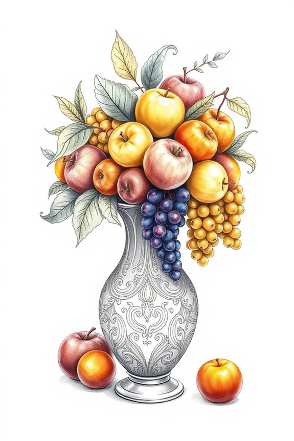 vibrant still life drawing
