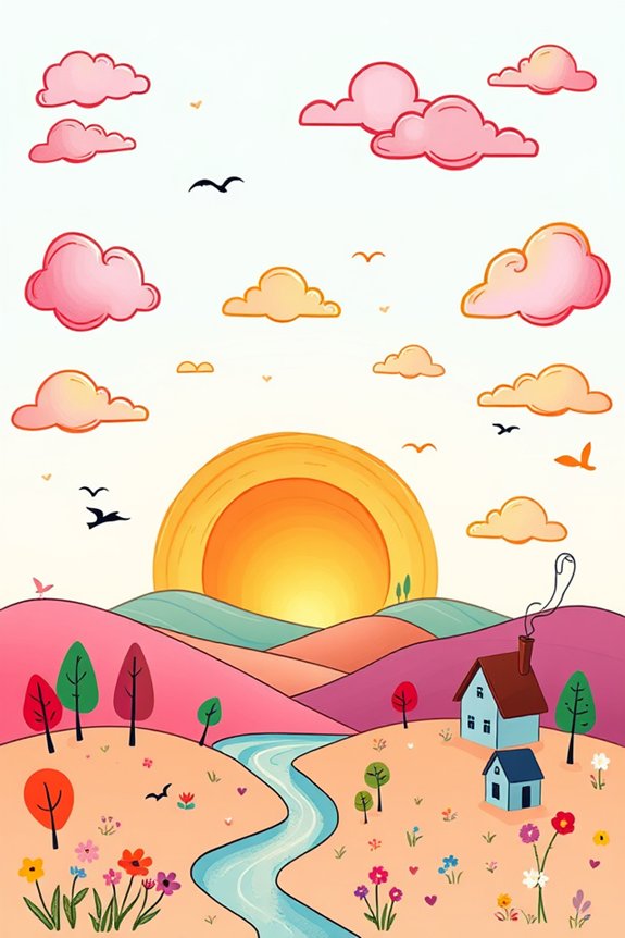 vibrant sunrise doodle project