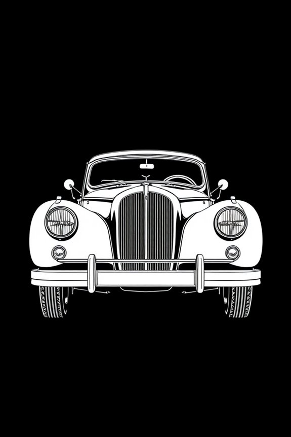 vintage car line drawing