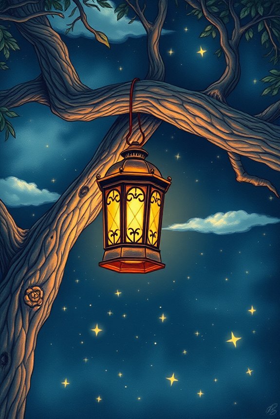 vintage lantern under stars