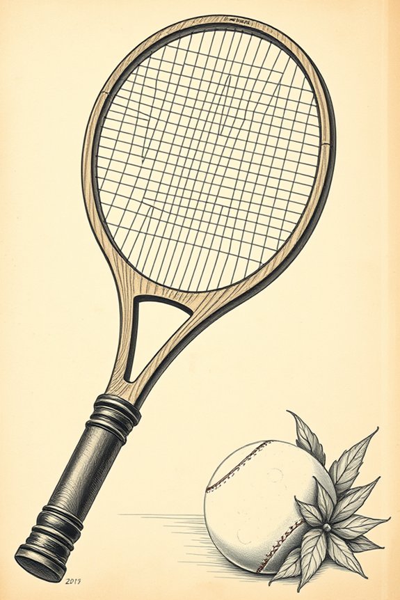 vintage tennis racket illustration
