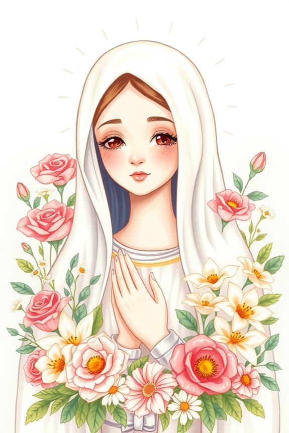virgin mary flower drawing