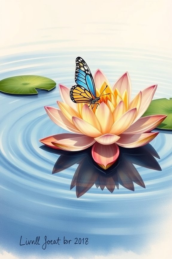 water lily butterfly drawing