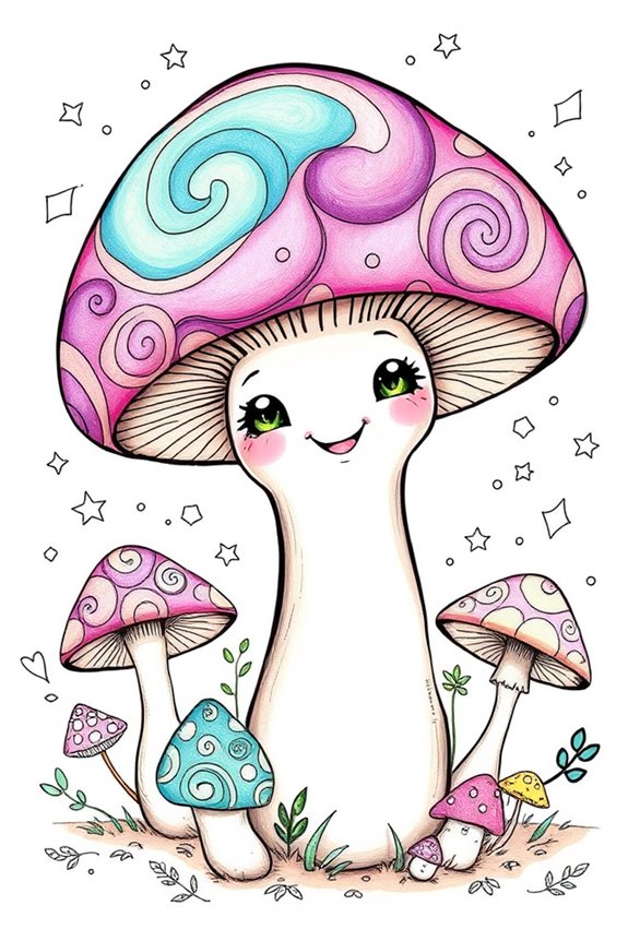 whimsical artistic mushroom sketch