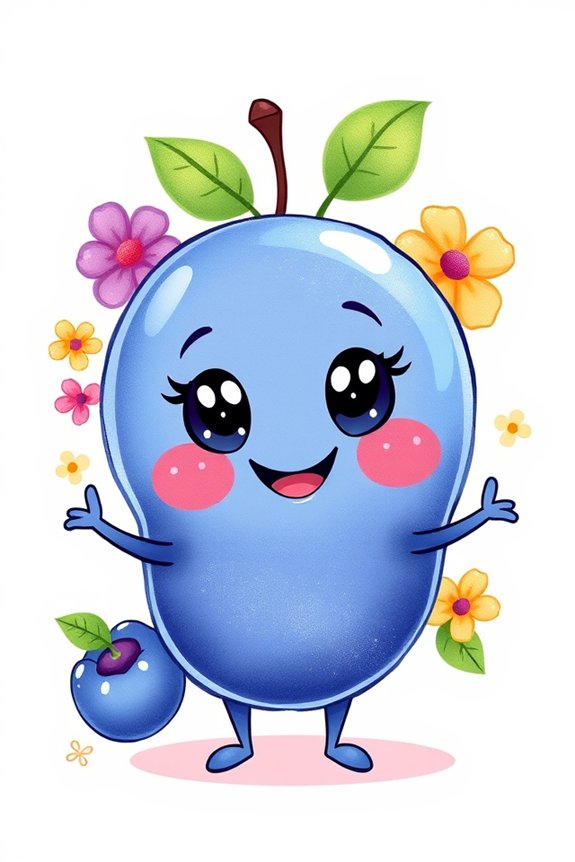 whimsical blueberry character design