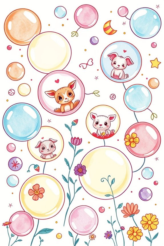 whimsical bubble doodle art