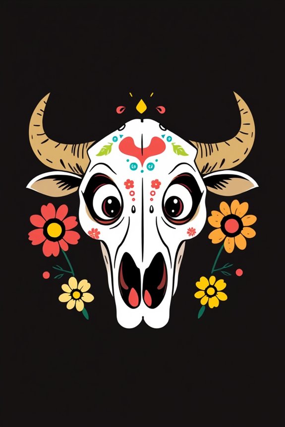 whimsical cartoon cow skull