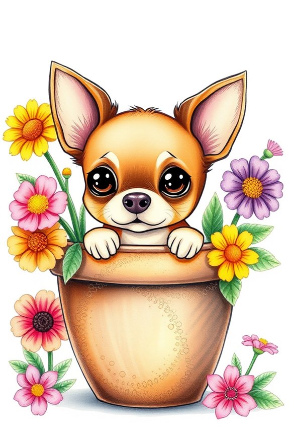 whimsical chihuahua flower pot