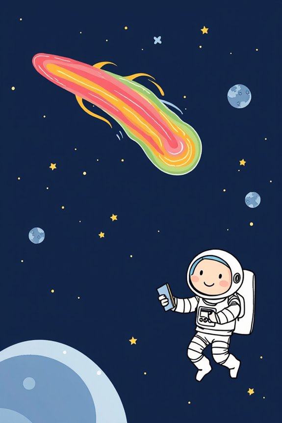 whimsical comet adventurous astronaut