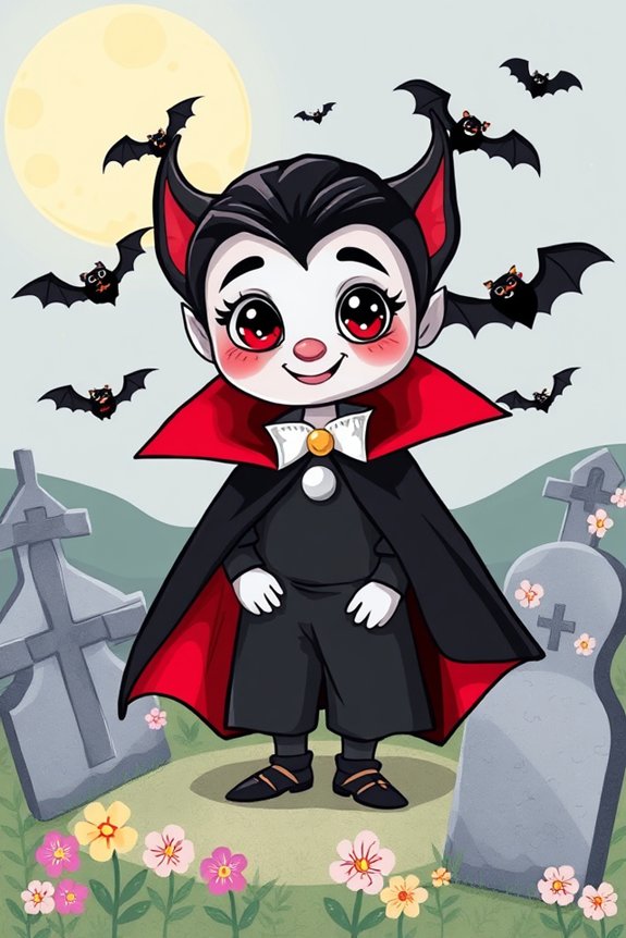 whimsical cute vampire drawing