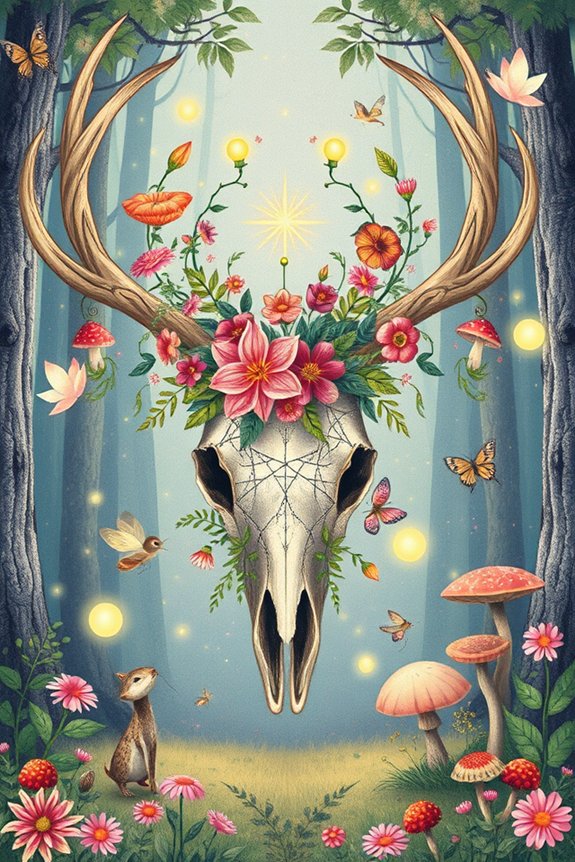 whimsical deer skull art