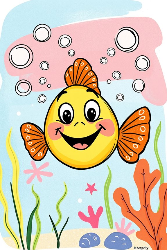 whimsical fish bubble drawing