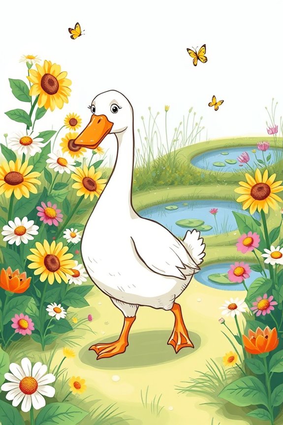 whimsical garden goose drawing