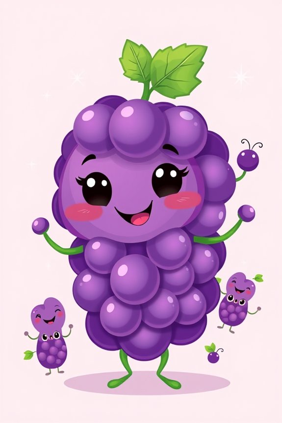 whimsical grape character design