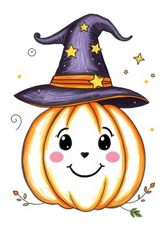 whimsical halloween pumpkin drawing