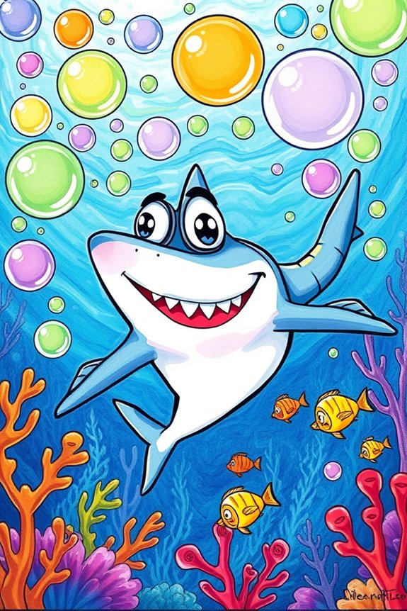 whimsical hammerhead shark art