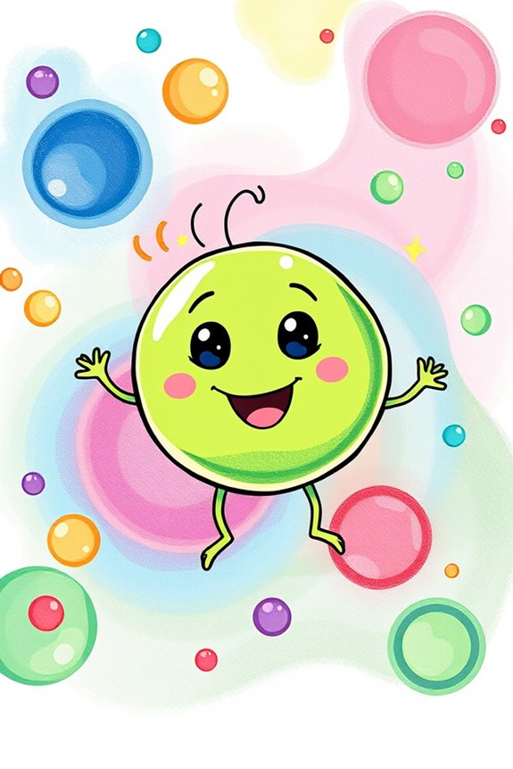 whimsical happy bacteria drawing