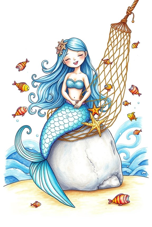 whimsical mermaid drawing project