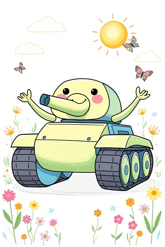 whimsical military tank drawing