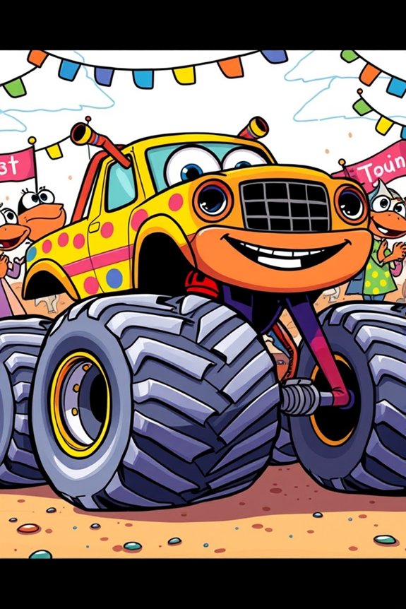 whimsical monster truck drawing