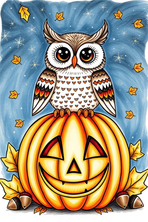 whimsical owl pumpkin art