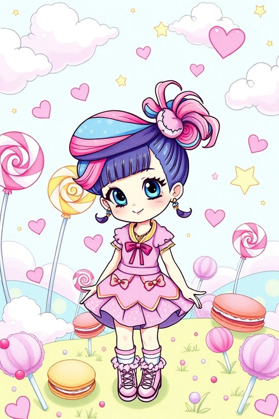 whimsical pastel candy drawing