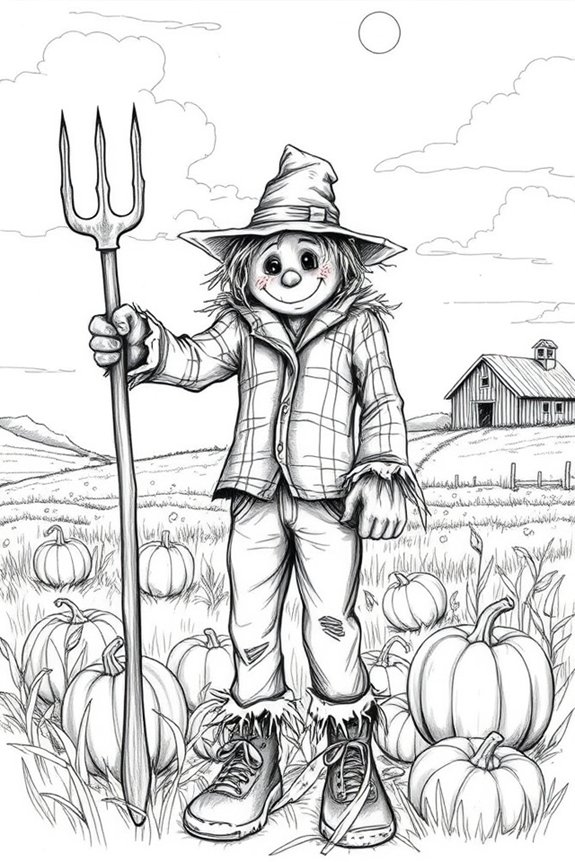 whimsical rustic scarecrow sketch