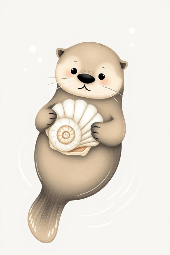whimsical sea otter drawing