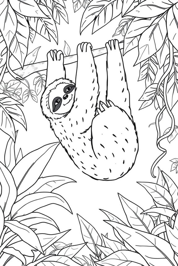 whimsical sloth monoline drawing