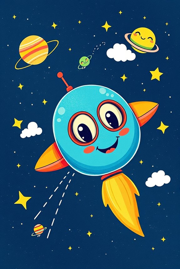 whimsical spaceship drawing project