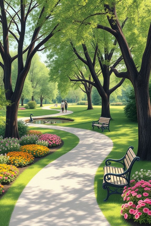 winding park path drawing