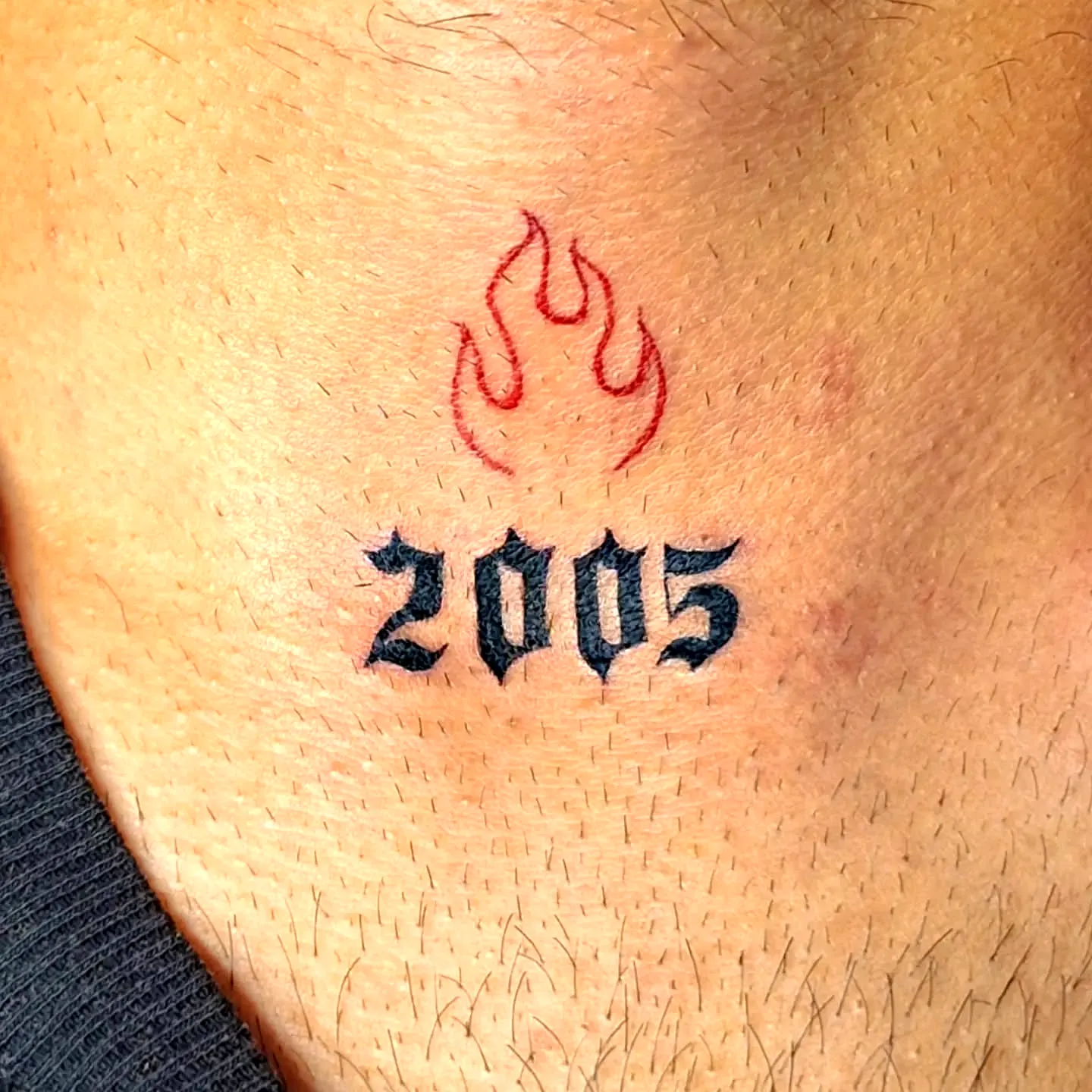 2005 Flame Neck Tattoo in Bold Black