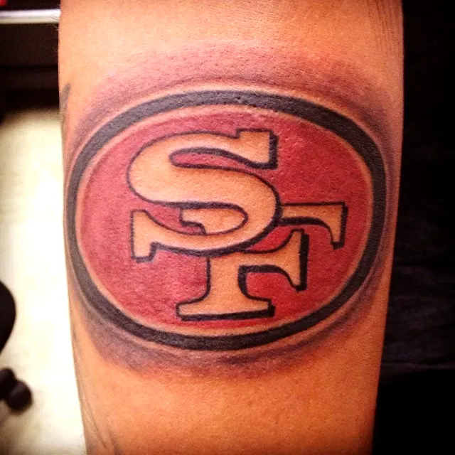 49ers Forearm Tattoo in Bold Colors