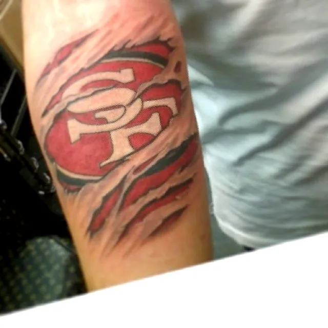 49ers Forearm Tattoo with 3D Effect